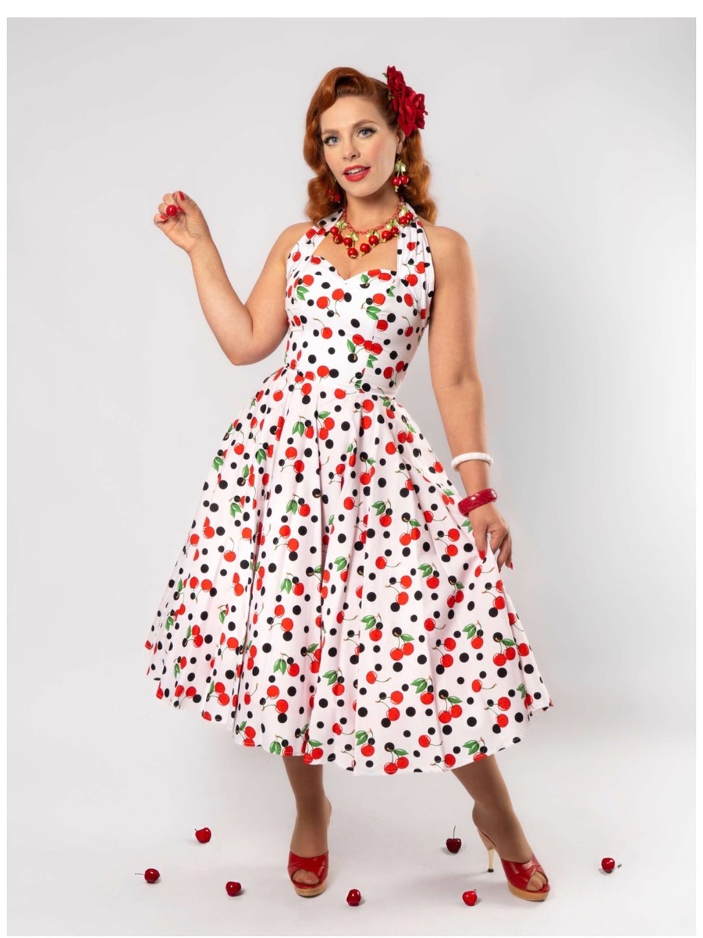 NWT - Vivien of Holloway Cherry swing dress